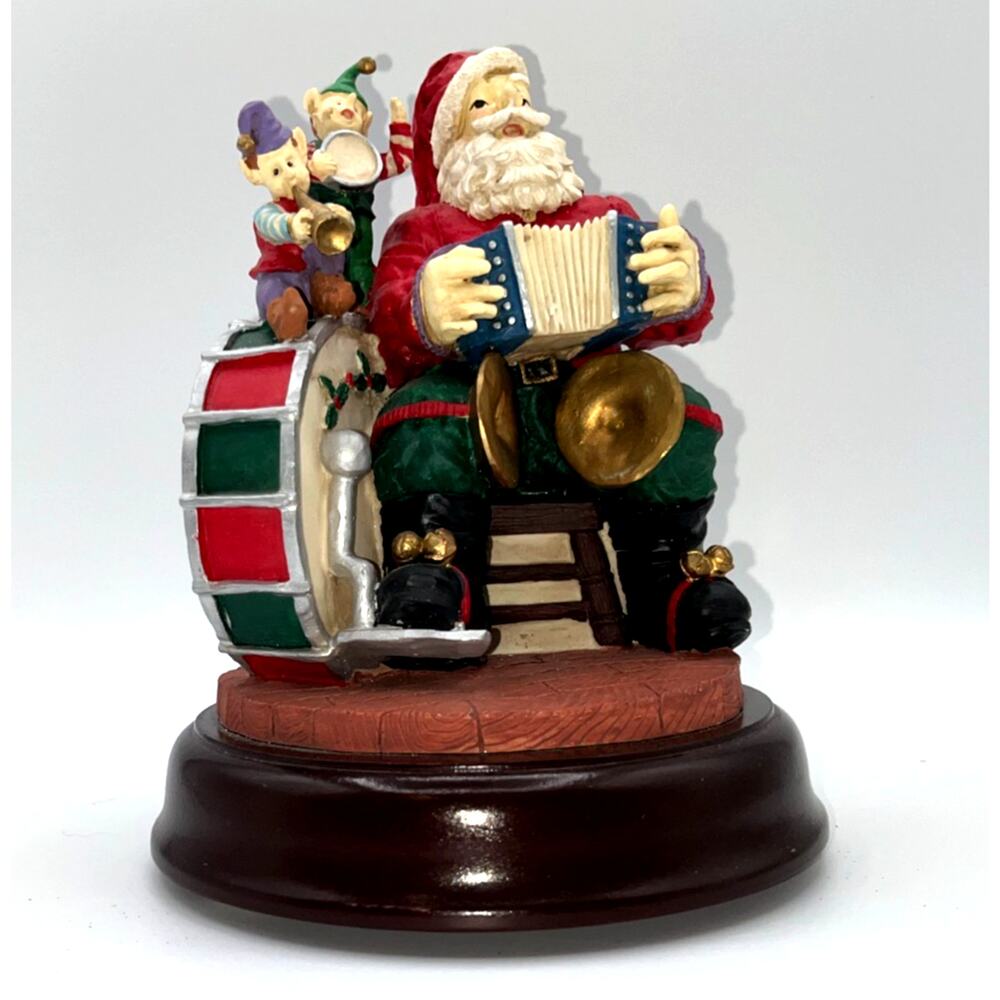 Vintage CBK Ltd Santa With Holly Berry Drum Pixie Elf Elves Accordian Music Box
